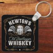 オールドムーンシャインウイスキーラベルADD PHOTO Family Name キーホルダー (裏面)