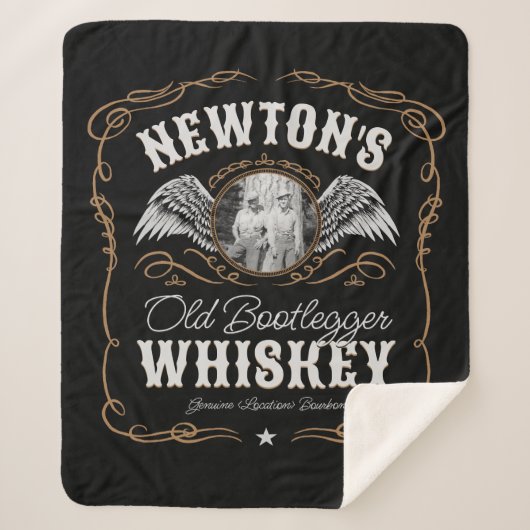 オールドムーンシャインウイスキーラベルADD PHOTO Family Name シェルパブランケット (正面)