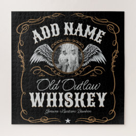 オールドムーンシャインウイスキーラベルADD PHOTO Family Name ジグソーパズル