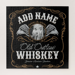 オールドムーンシャインウイスキーラベルADD PHOTO Family Name ジグソーパズル