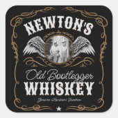 オールドムーンシャインウイスキーラベルADD PHOTO Family Name スクエアシール (正面)