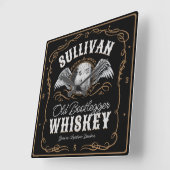 オールドムーンシャインウイスキーラベルADD PHOTO Family Name スクエア壁時計 (傾斜)