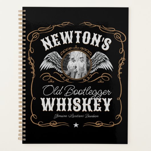 オールドムーンシャインウイスキーラベルADD PHOTO Family Name プランナー手帳 (正面)