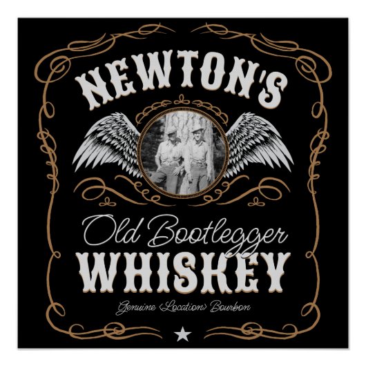 オールドムーンシャインウイスキーラベルADD PHOTO Family Name ポスター (正面)