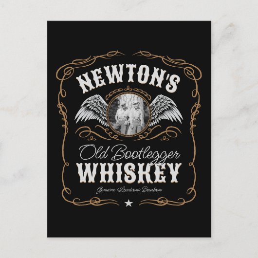 オールドムーンシャインウイスキーラベルADD PHOTO Family Name ポストカード (正面)