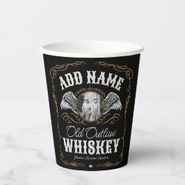 オールドムーンシャインウイスキーラベルADD PHOTO Family Name 紙コップ
