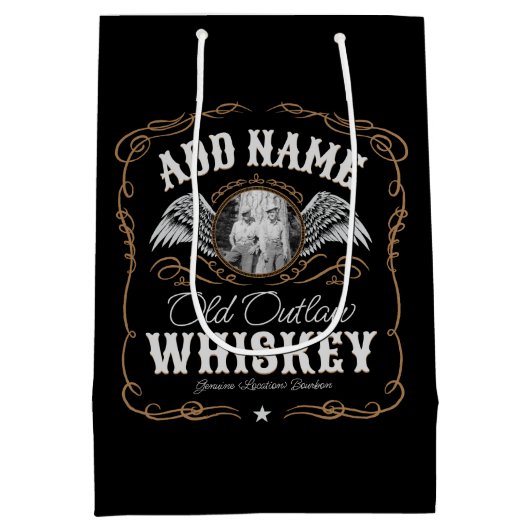 オールドムーンシャインワイスキーラベル 写真を追加 家族名 ミディアムペーパーバッグ (裏面)