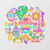 オールドメキシコシンコデマヨフェイクネオンライト ウィンドウサイン (シート)