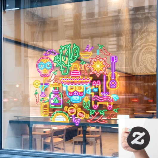 オールドメキシコシンコデマヨフェイクネオンライト ウィンドウサイン (カフェ窓)