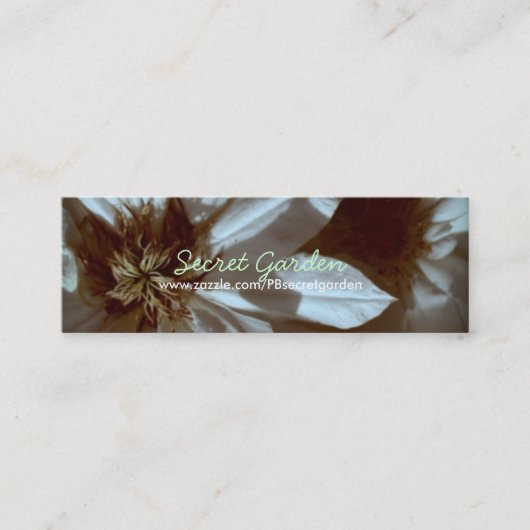 オールドメモリーズ3ホワイトクレマティス花の写真B スキニー名刺 (正面)