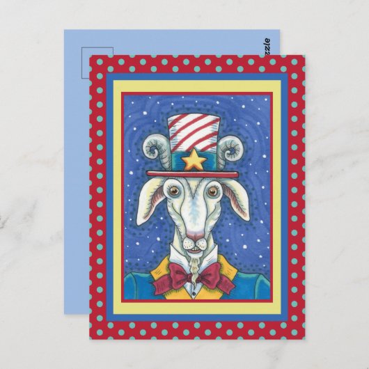 オールドヤギおじさんサム農園おもしろい愛国的なヤギ ポストカード (正面/裏面)