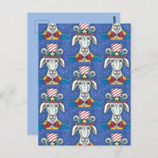 オールドヤギおじさんサム農園おもしろい愛国的なヤギ ポストカード (正面/裏面)