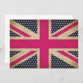 オールドユニオンジャックインピンク旗招待状 招待状 (正面/裏面)