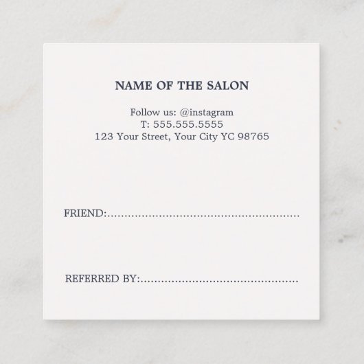 オールドユニークホワイトブルーはっきりしたサロン 紹介カード (裏面)