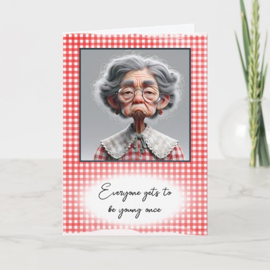 オールドユーモアのあるレディーゲッチオールド誕生日 カード (正面)