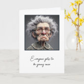 オールドユーモアのあるレディーゲッチオールド誕生日 カード (黄色い花)