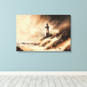 オールドライトハウスファインアート油絵 キャンバスプリント (インサイチュ (ウッドフロア))