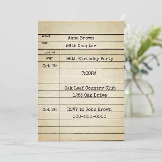 オールドライブラリカード96th誕生日パーティー 招待状 (スタンド正面)