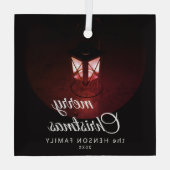 オールドランタンライトメリークリスマススクリプトファミリー ガラスオーナメント (裏面)