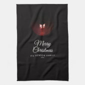 オールドランタンライトメリークリスマススクリプトファミリー キッチンタオル (縦)