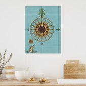 オールドルネッサンス風ユニコーン国旗の地図プリント ポスター (キッチン)