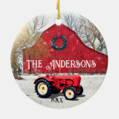 オールドレッドトラクタークリスマスセラミックオーナメント セラミックオーナメント (裏面)