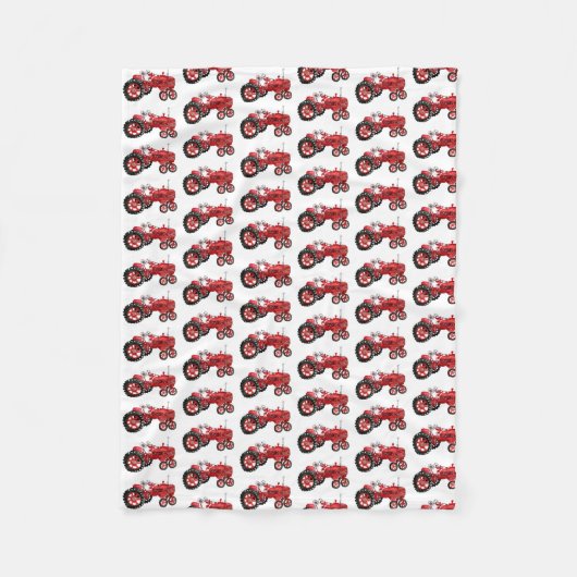 オールドレッドトラクタースケッチ フリースブランケット (正面)