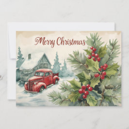 オールドレッドトラッククリスマスフラットホリデーカード シーズンカード