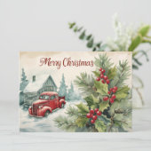 オールドレッドトラッククリスマスフラットホリデーカード シーズンカード (スタンド正面)