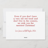 オールドレッドトラッククリスマスフラットホリデーカード シーズンカード (裏面)