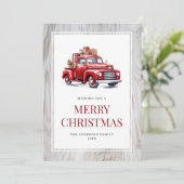 オールドレッドトラック素朴ウッドメリークリスマスカード シーズンカード (スタンド正面)