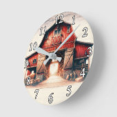 オールドレッドバーンカントリ素朴ー ラウンド壁時計 (傾斜)