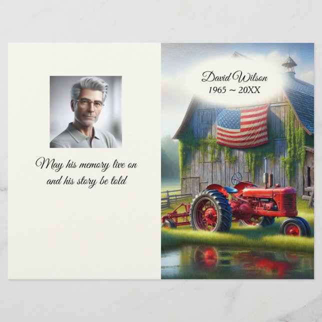 オールドレッドファームトラクター葬儀フライヤー レターヘッド (正面)