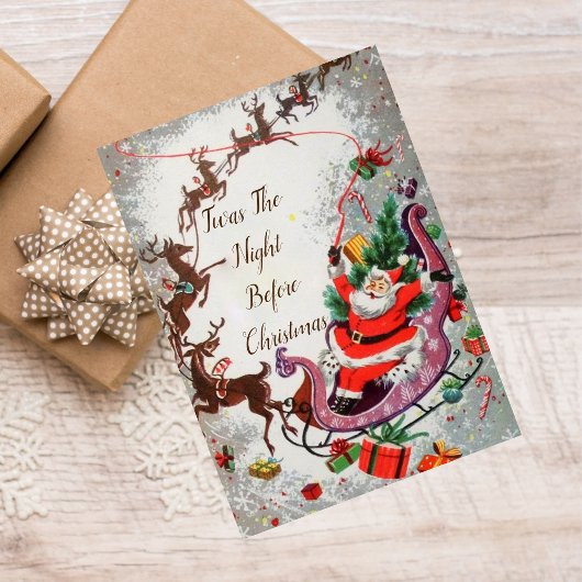 オールドレッドヴィンテージサンタクロース飛んでいるトナディースレー カード