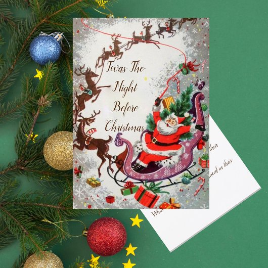 オールドレッドヴィンテージサンタクロース飛んでいるトナディースレー カード