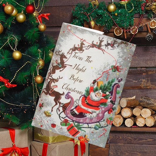 オールドレッドヴィンテージサンタクロース飛んでいるトナディースレー カード