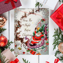 オールドレッドヴィンテージサンタクロース飛んでいるトナディースレー ポストカード