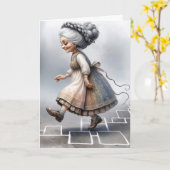 オールドレディーオンホスコッチグリッド誕生日 カード (黄色い花)