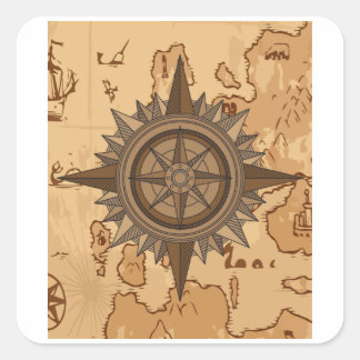 オールドレトロコンパスサインポストバイキング スクエアシール