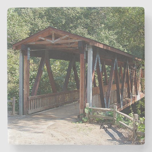 オールドロズウェルミルカバーブリッジジョージア大理石セント ストーンコースター (正面)