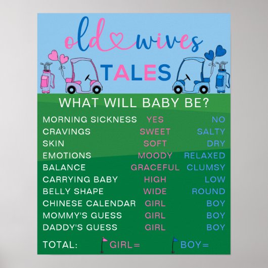 オールドワイズテールズゴルフ性別発表パーティーサイン ポスター (正面)