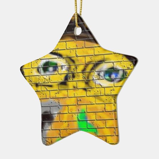 オールドワイズバイクもしくは自転車に乗る人顔グラフィティアート セラミックオーナメント (左)