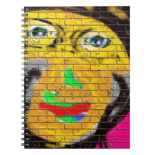 オールドワイズバイクもしくは自転車に乗る人顔グラフィティアート ノートブック (正面)