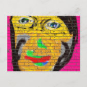 オールドワイズバイクもしくは自転車に乗る人顔グラフィティアート ポストカード (正面)