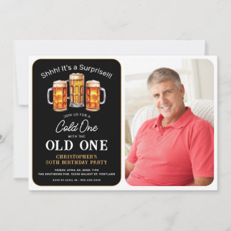 オールドワンと飲む冷たいビール 誕生日おめでとう サプライズ ビール 誕生日 招待状