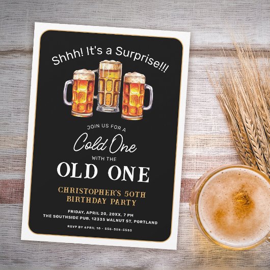 オールドワン ビールで冷たいヤツをサプライズ 50歳の誕生日 招待状