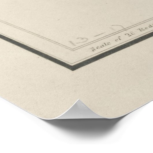 オールドワーチェスターMAマップ(1829)ヴィンテージ ポスター (角)