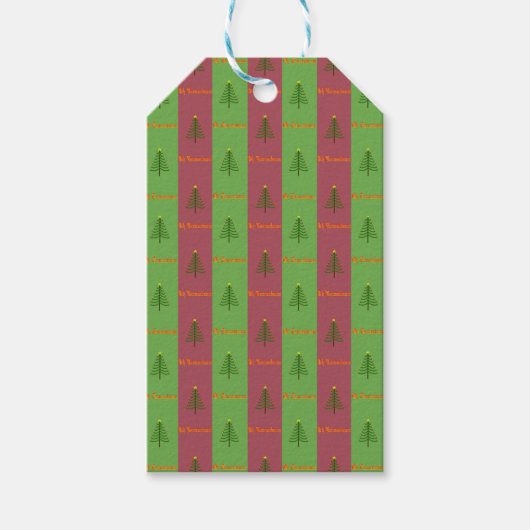 オールドワールドのクリスマスツリーパターン エバーグリーン ギフトタグ (正面)