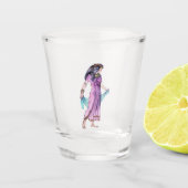 オールドワールドエジプトウーマン金ゴールドトリムドレススカーフ ショットグラス (正面)