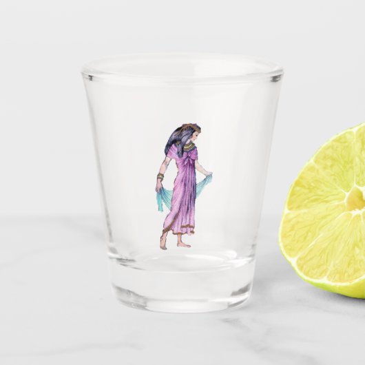 オールドワールドエジプトウーマン金ゴールドトリムドレススカーフ ショットグラス (正面)